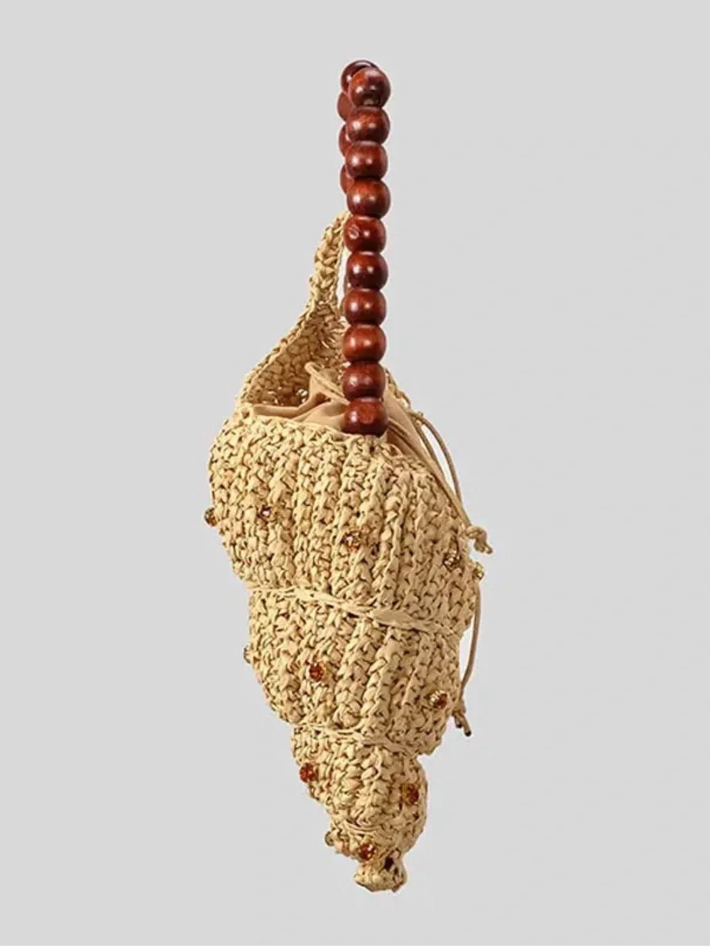 Franki Rhinestone Handwoven Seashell Raffia Handbag - Picture 3 of 4